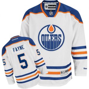 Pánské NHL Edmonton Oilers dresy 5 Mark Fayne Authentic Bílý Reebok Venkovní hokejové dresy