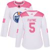 Dámské NHL Edmonton Oilers dresy 5 Mark Fayne Authentic Bílý Růžový Adidas Fashion