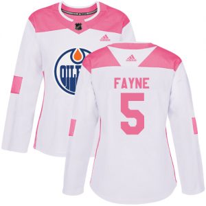 Dámské NHL Edmonton Oilers dresy 5 Mark Fayne Authentic Bílý Růžový Adidas Fashion