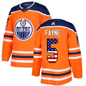 Dětské NHL Edmonton Oilers dresy 5 Mark Fayne Authentic Oranžový Adidas USA Flag Fashion