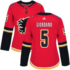 Dámské NHL Calgary Flames dresy 5 Mark Giordano Authentic Červené Adidas Domácí