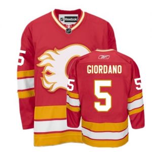 Dámské NHL Calgary Flames dresy 5 Mark Giordano Authentic Červené Reebok Alternativní hokejové dresy