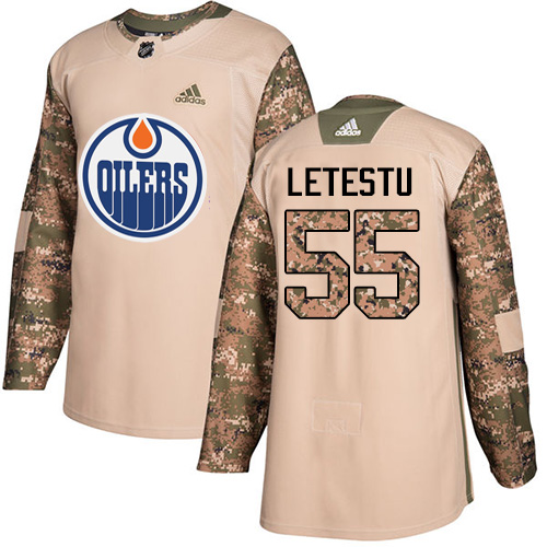 Pánské NHL Edmonton Oilers dresy 55 Mark Letestu Authentic Camo Adidas Veterans Day Practice