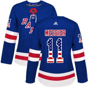 Dámské NHL New York Rangers dresy 11 Mark Messier Authentic královská modrá Adidas USA Flag Fashion