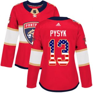 Dámské NHL Florida Panthers dresy 13 Mark Pysyk Authentic Červené Adidas USA Flag Fashion