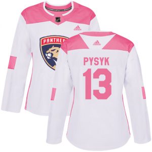 Dámské NHL Florida Panthers dresy 13 Mark Pysyk Authentic Bílý Růžový Adidas Fashion