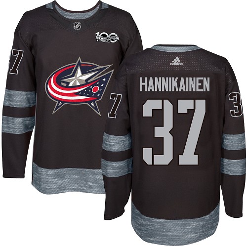 Pánské NHL Columbus Blue Jackets dresy 37 Markus Hannikainen Authentic Černá Adidas 1917 2017 100th Anniversary