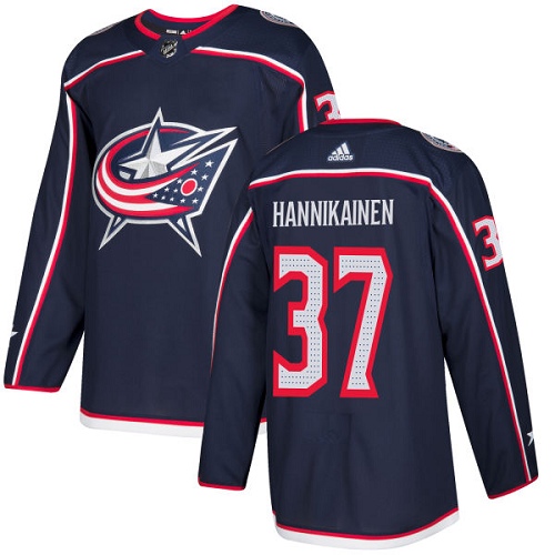 Pánské NHL Columbus Blue Jackets dresy 37 Markus Hannikainen Authentic Námořnická modrá Adidas Domácí