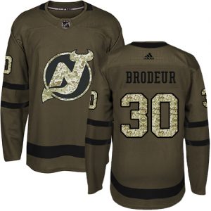 Pánské NHL New Jersey Devils dresy 30 Martin Brodeur Authentic Zelená Adidas Salute to Service