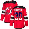 Pánské NHL New Jersey Devils dresy 30 Martin Brodeur Authentic Červené Adidas USA Flag Fashion