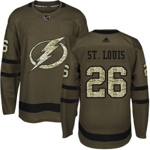Pánské NHL Tampa Bay Lightning dresy 26 Martin St. Louis Authentic Zelená Adidas Salute to Service