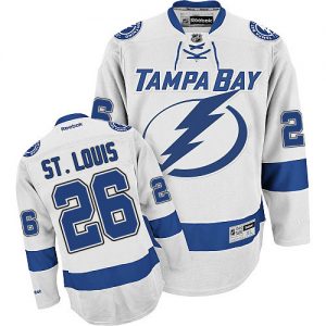 Pánské NHL Tampa Bay Lightning dresy 26 Martin St. Louis Authentic Bílý Reebok Venkovní hokejové dresy