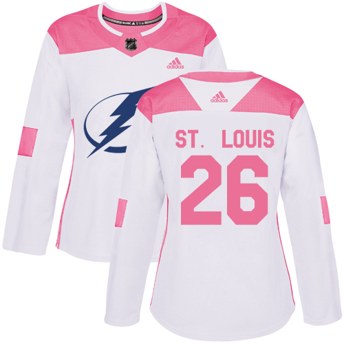 Dámské NHL Tampa Bay Lightning dresy 26 Martin St. Louis Authentic Bílý Růžový Adidas Fashion