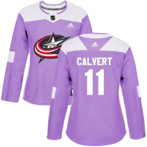 Dámské NHL Columbus Blue Jackets dresy 11 Matt Calvert Authentic Nachový Adidas Fights Cancer Practice