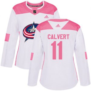 Dámské NHL Columbus Blue Jackets dresy 11 Matt Calvert Authentic Bílý Růžový Adidas Fashion