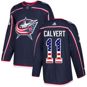 Dětské NHL Columbus Blue Jackets dresy 11 Matt Calvert Authentic Námořnická modrá Adidas USA Flag Fashion