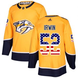 Pánské NHL Nashville Predators dresy 52 Matt Irwin Authentic Zlato Adidas USA Flag Fashion