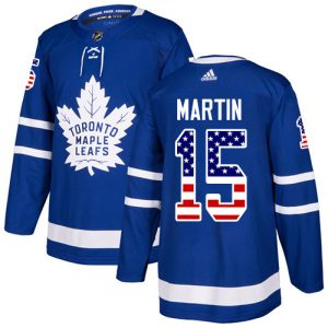 Pánské NHL Toronto Maple Leafs dresy 15 Matt Martin Authentic královská modrá Adidas USA Flag Fashion