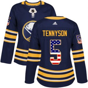 Dámské NHL Buffalo Sabres dresy 5 Matt Tennyson Authentic Námořnická modrá Adidas USA Flag Fashion