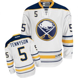 Dámské NHL Buffalo Sabres dresy 5 Matt Tennyson Authentic Bílý Reebok Venkovní hokejové dresy