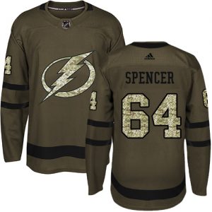 Pánské NHL Tampa Bay Lightning dresy 64 Matthew Spencer Authentic Zelená Adidas Salute to Service