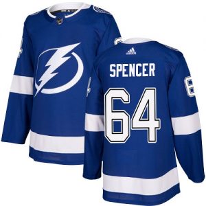 Pánské NHL Tampa Bay Lightning dresy 64 Matthew Spencer Authentic královská modrá Adidas Domácí