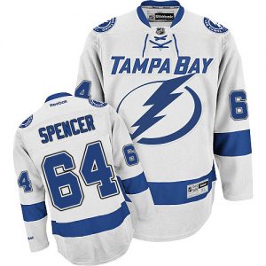 Pánské NHL Tampa Bay Lightning dresy 64 Matthew Spencer Authentic Bílý Reebok Venkovní hokejové dresy