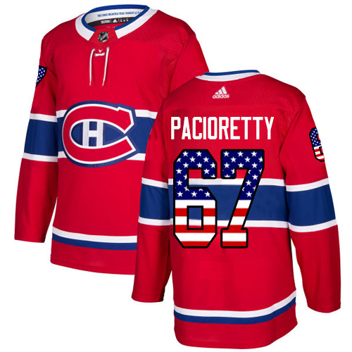 Pánské NHL Montreal Canadiens dresy 67 Max Pacioretty Authentic Červené Adidas USA Flag Fashion