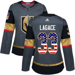 Dámské NHL Vegas Golden Knights dresy 33 Maxime Lagace Authentic Šedá Adidas USA Flag Fashion