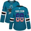 Dámské NHL San Jose Sharks dresy 68 Melker Karlsson Authentic Teal Zelená Adidas USA Flag Fashion