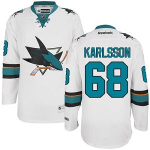 Dámské NHL San Jose Sharks dresy 68 Melker Karlsson Authentic Bílý Reebok Venkovní hokejové dresy