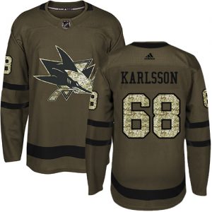 Dětské NHL San Jose Sharks dresy 68 Melker Karlsson Authentic Zelená Adidas Salute to Service