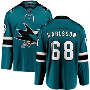 Dětské NHL San Jose Sharks dresy 68 Melker Karlsson Breakaway Teal Zelená Fanatics Branded Domácí