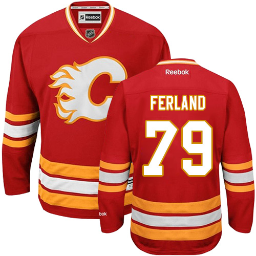 Pánské NHL Calgary Flames dresy 79 Michael Ferland Authentic Červené Reebok Alternativní