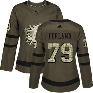 Dámské NHL Calgary Flames dresy 79 Michael Ferland Authentic Zelená Adidas Salute to Service
