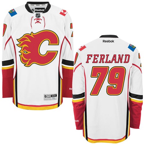 Dámské NHL Calgary Flames dresy 79 Michael Ferland Authentic Bílý Reebok Venkovní hokejové dresy