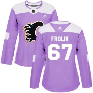 Dámské NHL Calgary Flames dresy 67 Michael Frolik Authentic Nachový Adidas Fights Cancer Practice