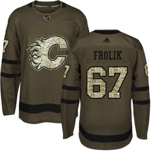 Dětské NHL Calgary Flames dresy 67 Michael Frolik Authentic Zelená Adidas Salute to Service