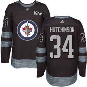 Pánské NHL Winnipeg Jets dresy 34 Michael Hutchinson Authentic Černá Adidas 1917 2017 100th Anniversary