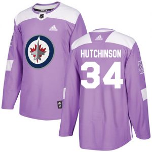 Pánské NHL Winnipeg Jets dresy 34 Michael Hutchinson Authentic Nachový Adidas Fights Cancer Practice