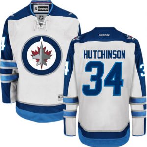 Pánské NHL Winnipeg Jets dresy 34 Michael Hutchinson Authentic Bílý Reebok Venkovní hokejové dresy
