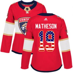 Dámské NHL Florida Panthers dresy 19 Michael Matheson Authentic Červené Adidas USA Flag Fashion