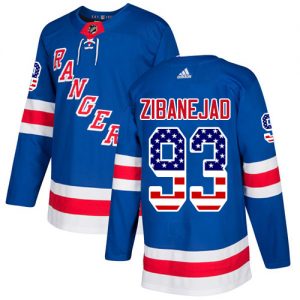 Pánské NHL New York Rangers dresy 93 Mika Zibanejad Authentic Kuninkaallisen modrá Adidas USA Flag Fashion