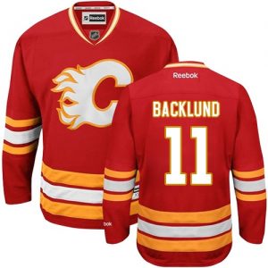 Pánské NHL Calgary Flames dresy 11 Mikael Backlund Authentic Červené Reebok Alternativní hokejové dresy