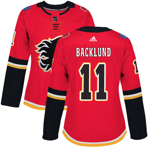 Dámské NHL Calgary Flames dresy 11 Mikael Backlund Authentic Červené Adidas Domácí