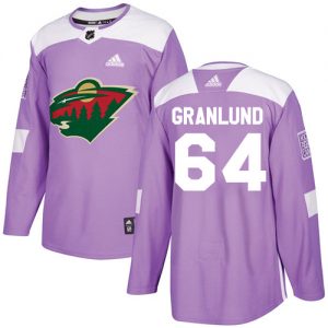 Pánské NHL Minnesota Wild dresy 64 Mikael Granlund Authentic Nachový Adidas Fights Cancer Practice
