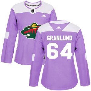 Dámské NHL Minnesota Wild dresy 64 Mikael Granlund Authentic Nachový Adidas Fights Cancer Practice
