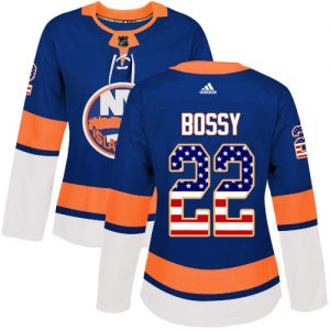 Dámské NHL New York Islanders dresy 22 Mike Bossy Authentic královská modrá Adidas USA Flag Fashion