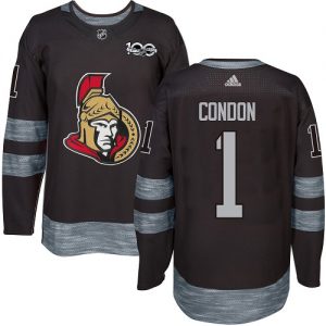 Pánské NHL Ottawa Senators dresy 1 Mike Condon Authentic Černá Adidas 1917 2017 100th Anniversary