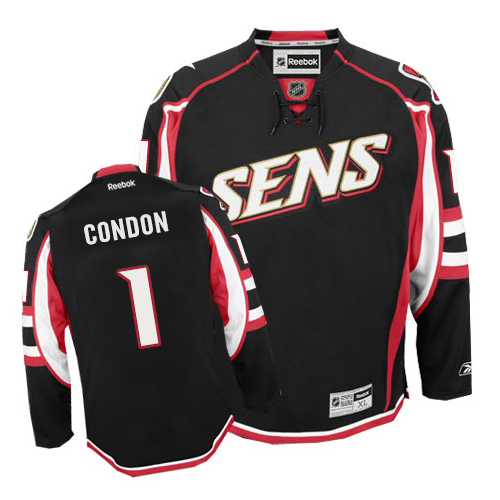 Pánské NHL Ottawa Senators dresy 1 Mike Condon Authentic Černá Reebok Alternativní hokejové dresy